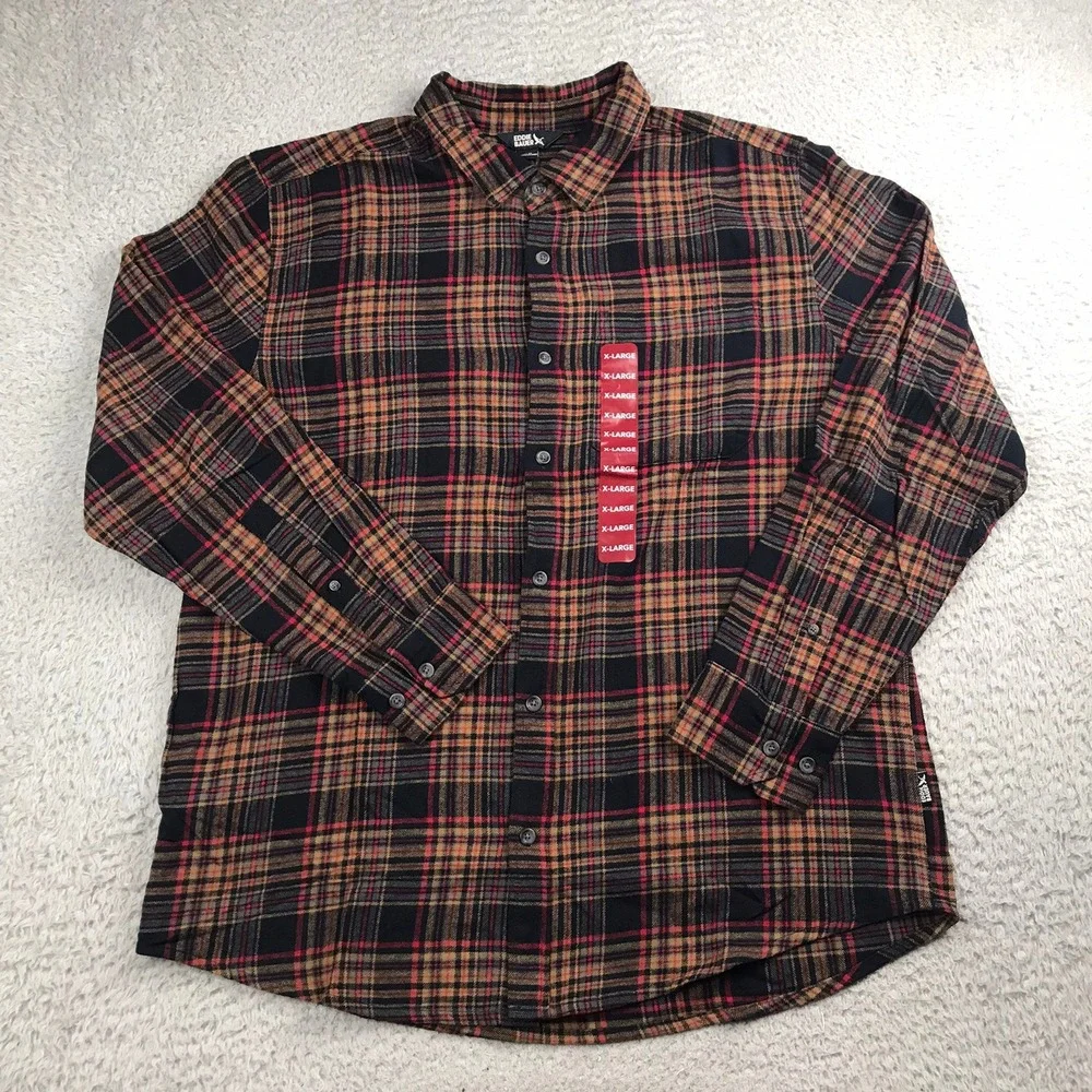 Eddie‎ Bauer Long Sleeve Flannel Shirt Mens XL Night Sky Ohio Plaid Cotton NWT